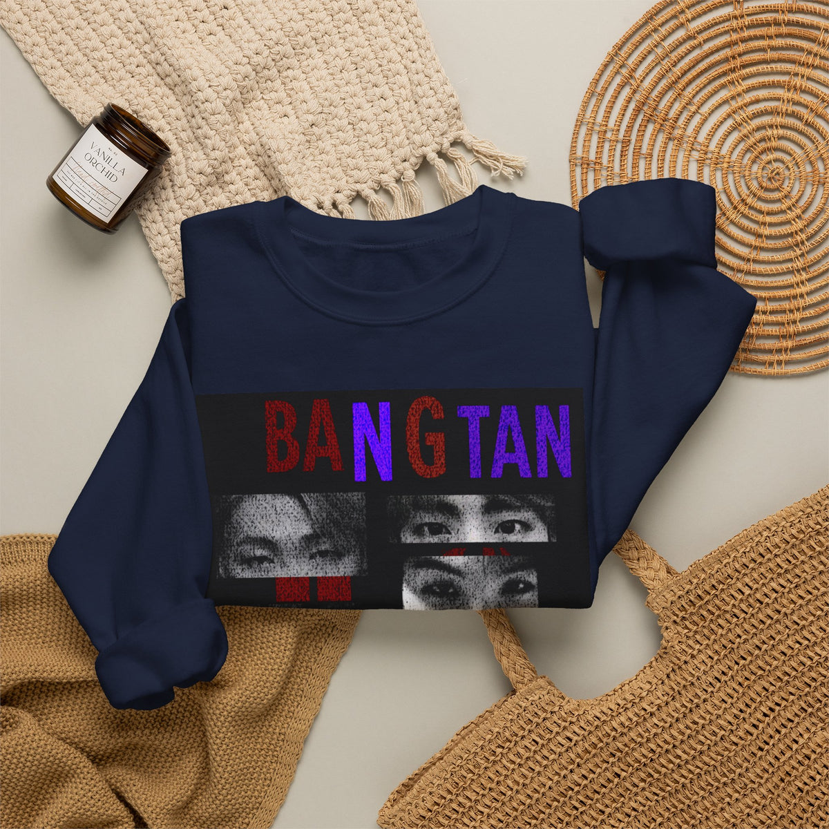 Bangtan Eyes Graphic Sweatshirt — K-Pop Fan Crewneck ("BANGTAN 07 FOREVER")