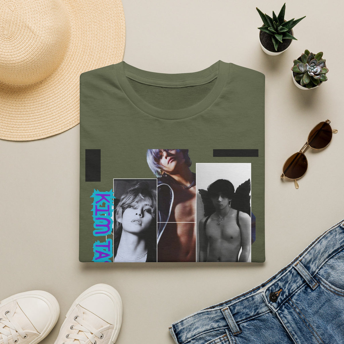 V Photo Collage Tee — Retro K-Pop Inspired Graphic T-Shirt