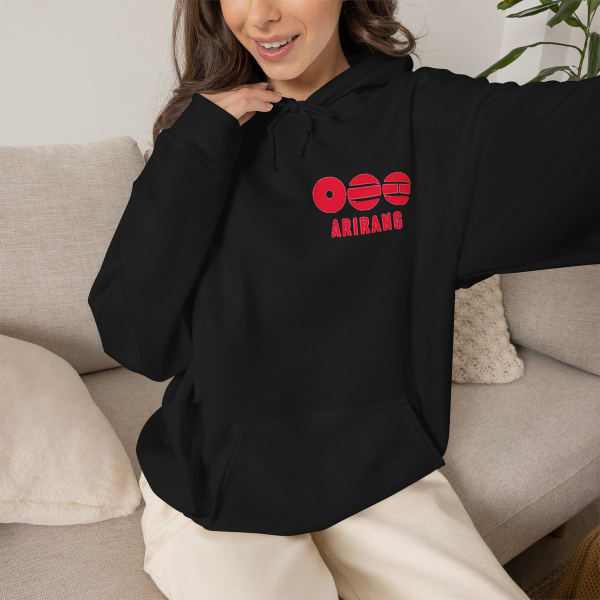 Arirang Logo Hoodie — Minimal BTS Inspired White Pullover