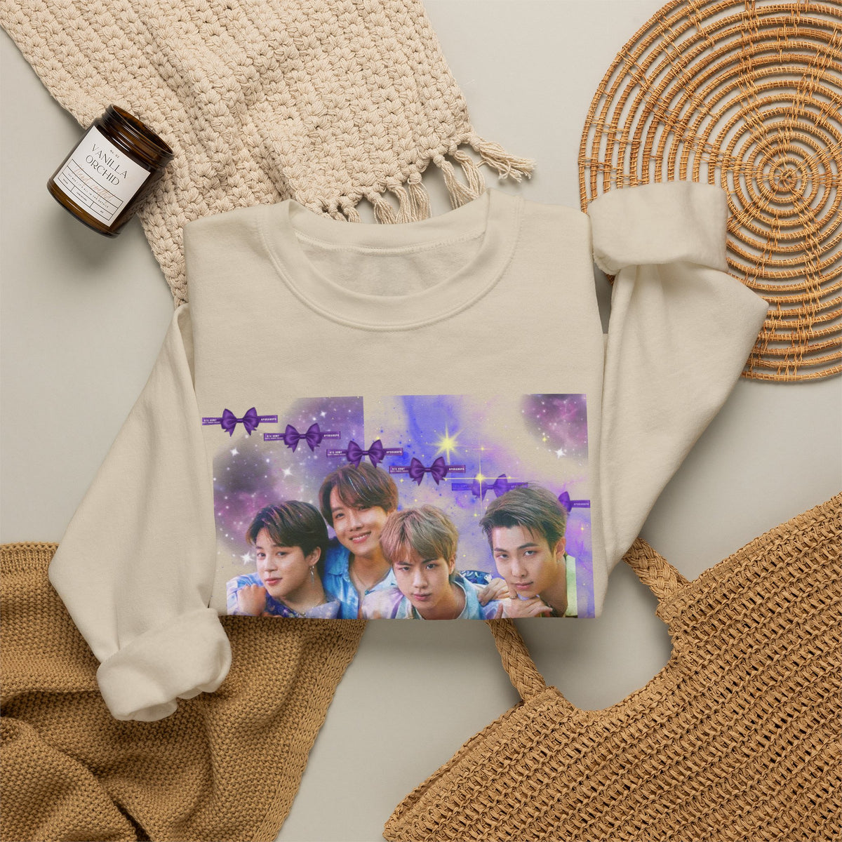 BTS Group Photo Crewneck Sweatshirt — Purple Star Aesthetic