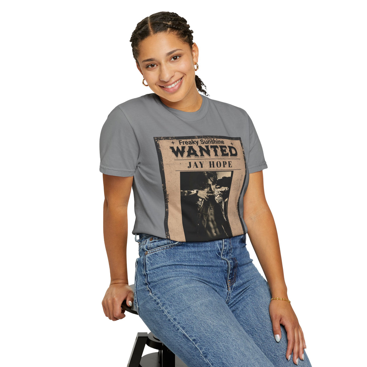 Wanted Poster Graphic T-Shirt — "Freaky Sunshine: Jay Hope" Vintage Style