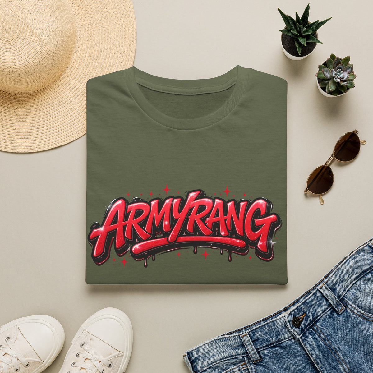 ArmyRang Graphic T-Shirt — Red Graffiti Streetwear Tee