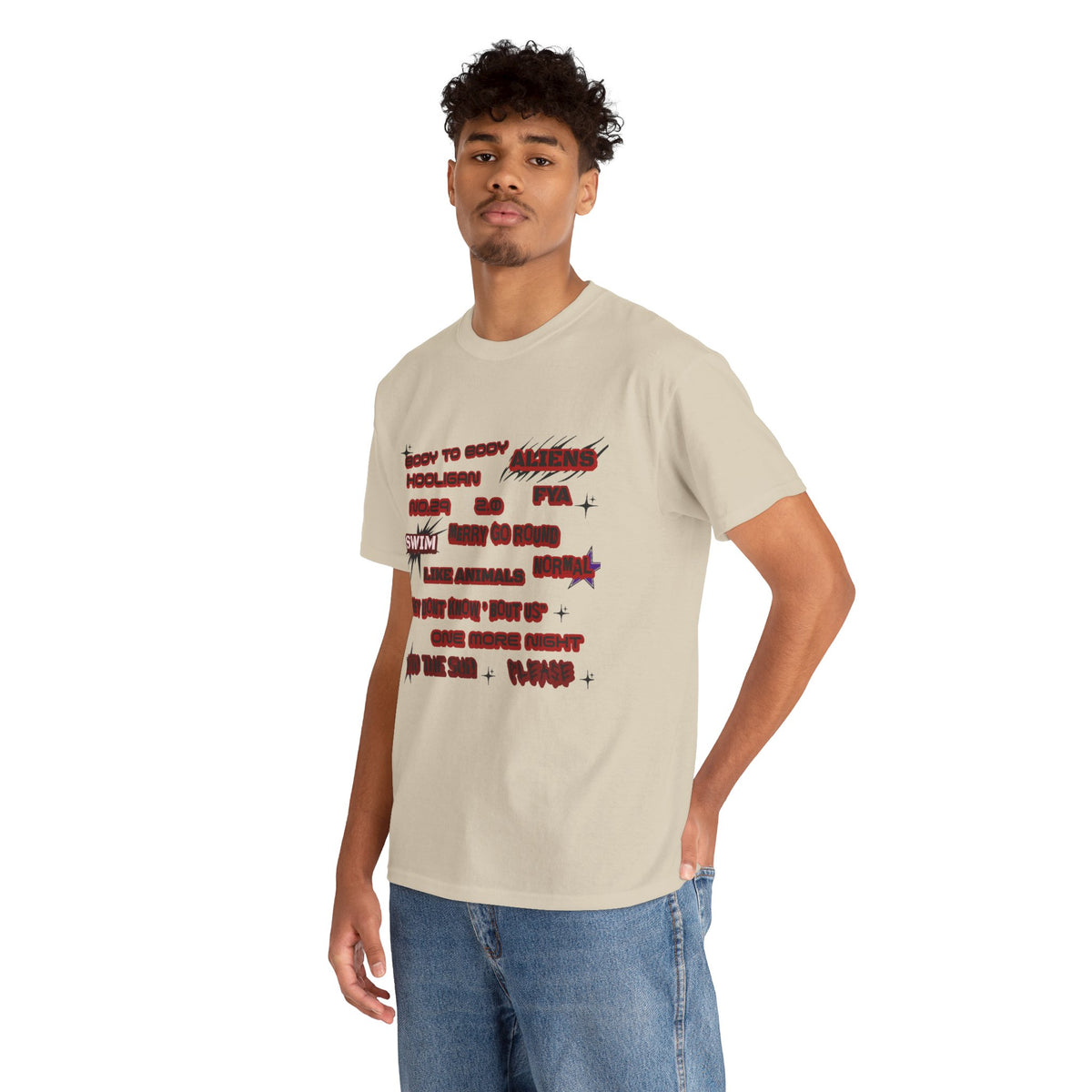 BTS ARIRANG Graphic Tee — Distorted Red Text Band Shirt