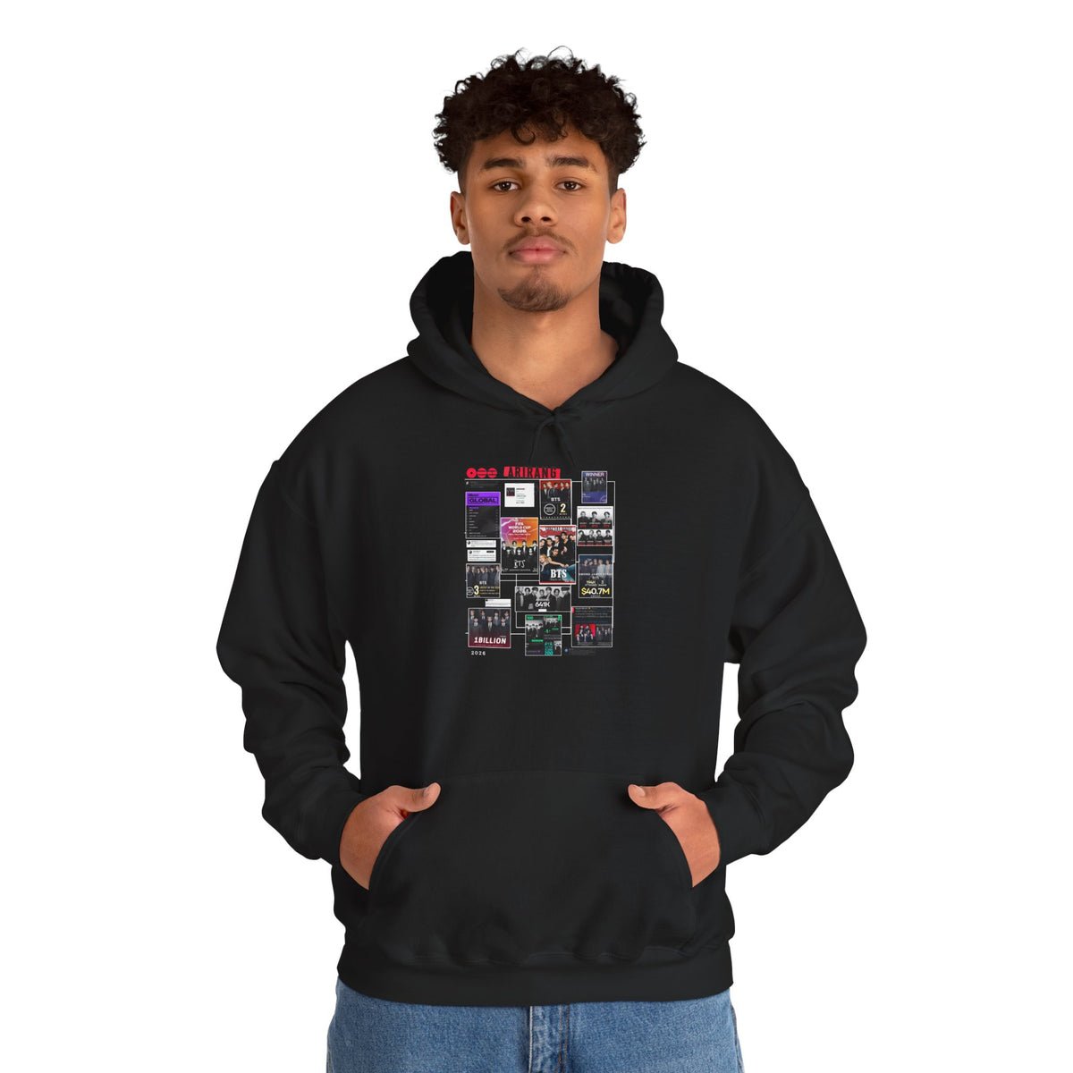 BTS Collage Hoodie — Retro Music Posters Graphic Sweatshirt