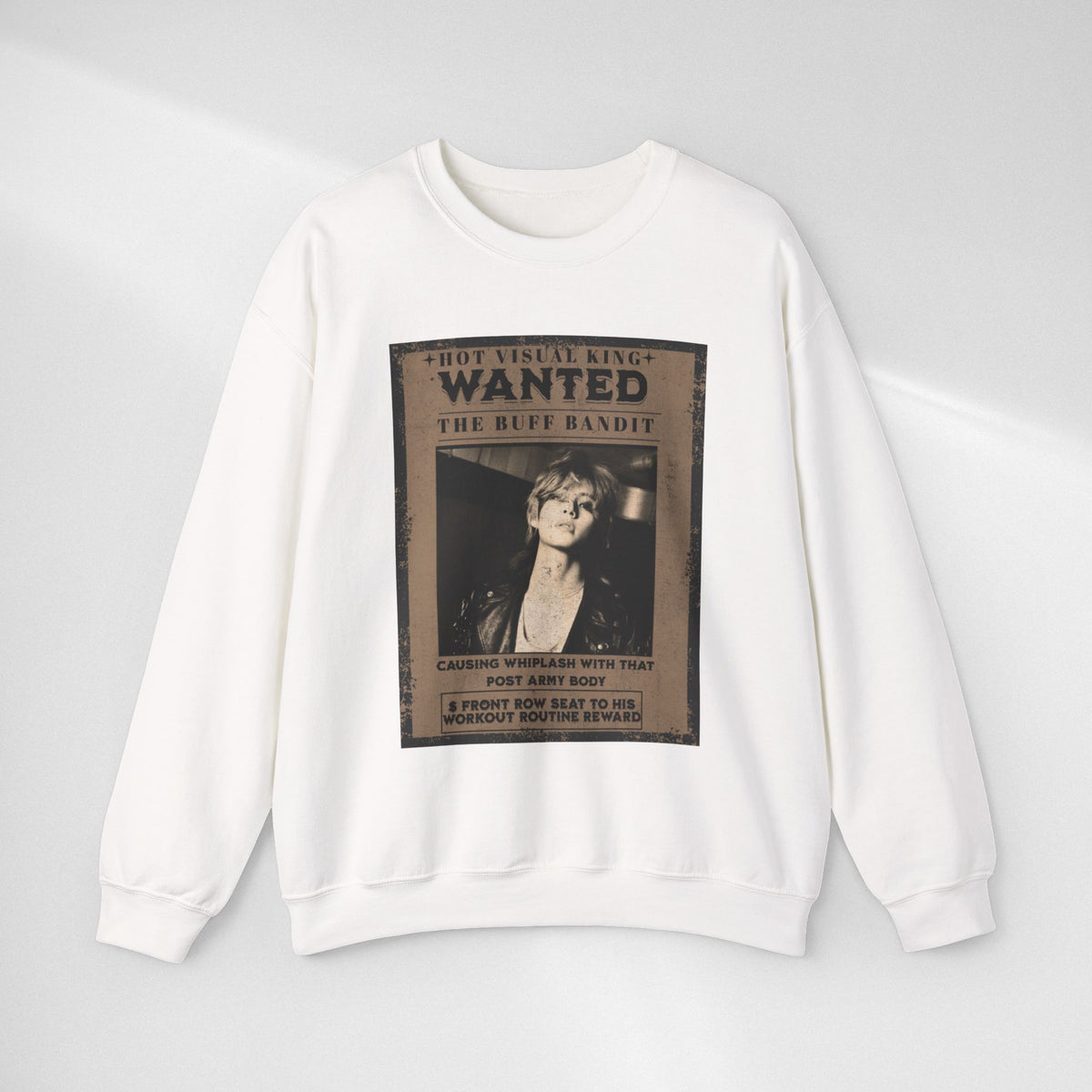 Wanted Poster Crewneck Sweatshirt — Vintage 'Buff Bandit' Graphic