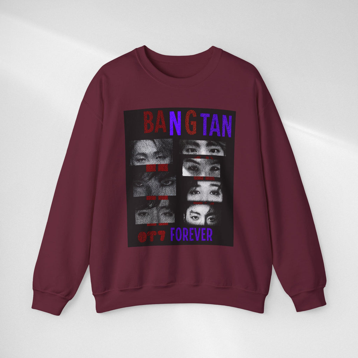 Bangtan Eyes Graphic Sweatshirt — K-Pop Fan Crewneck ("BANGTAN 07 FOREVER")
