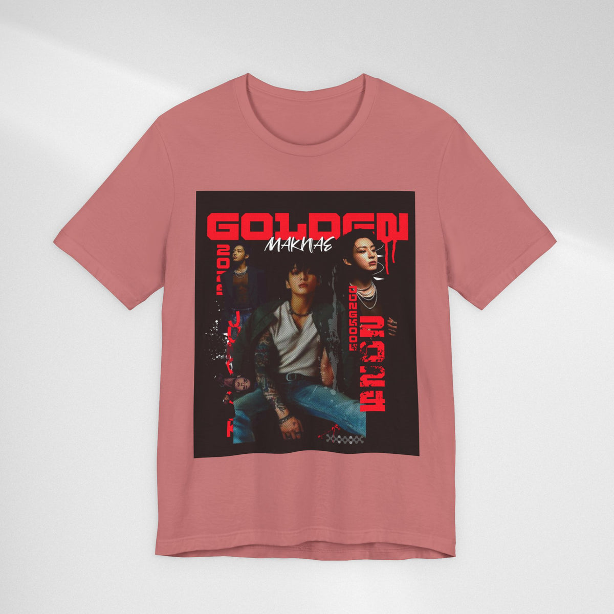 Jungkook Graphic Tee — Golden (Red Text)