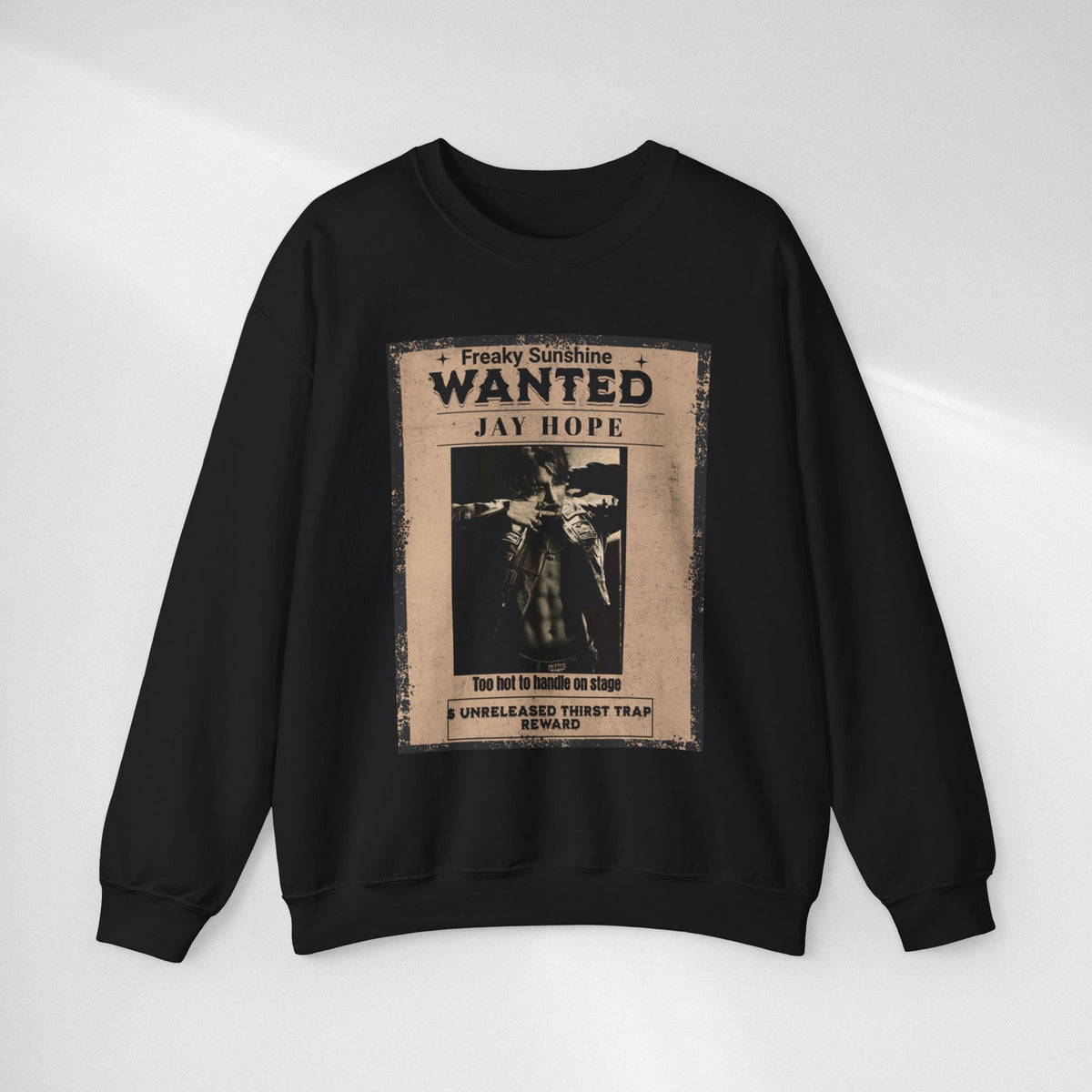 Wanted Poster Crewneck Sweatshirt – 'Freaky Sunshine: WANTED Jay Hope' Retro Graphic
