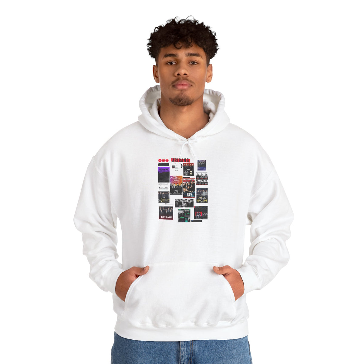 BTS Collage Hoodie — Retro Music Posters Graphic Sweatshirt