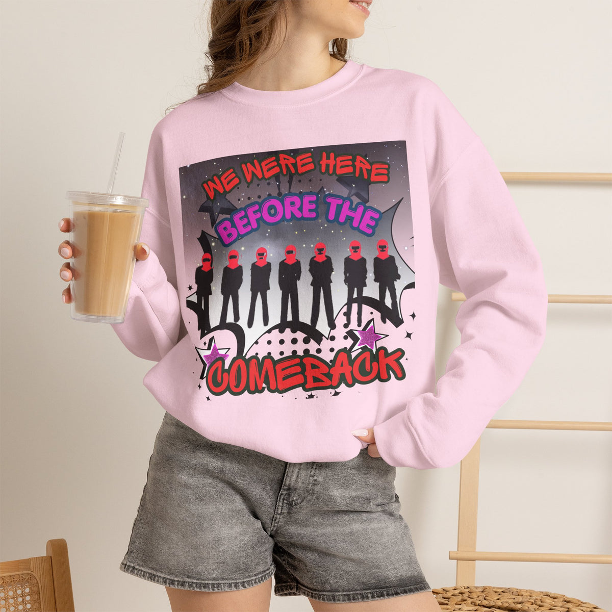 Crewneck Sweatshirt — BTS  the Comeback” Retro Pop Graphic