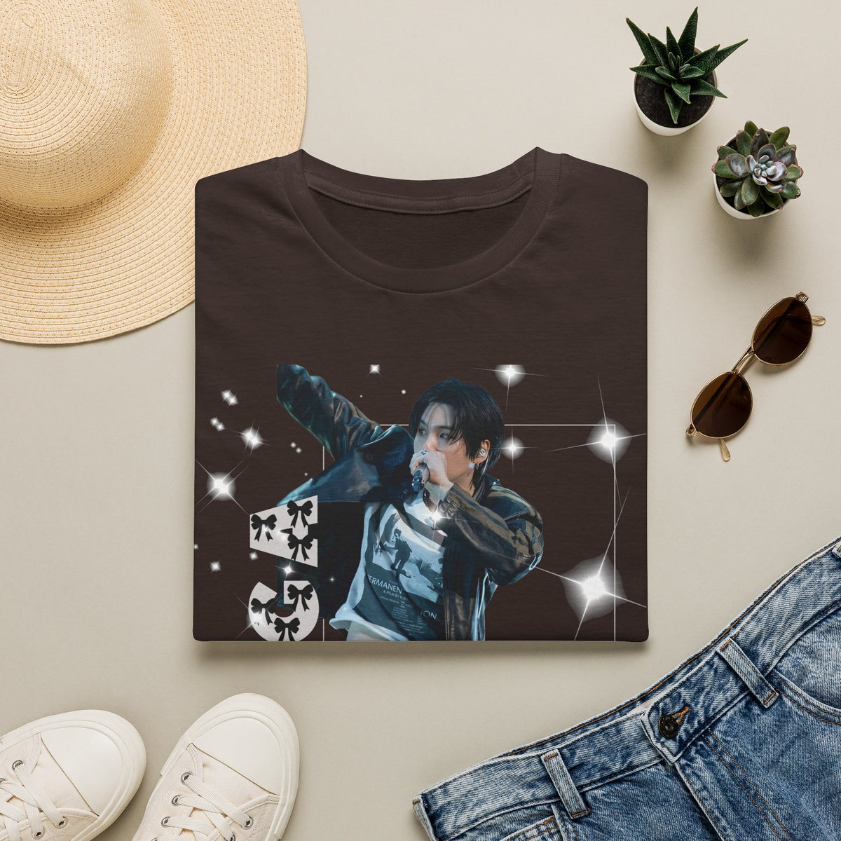 Vintage K-Pop Idol Graphic Tee — "SUGA 93" Sparkle Jersey Shirt