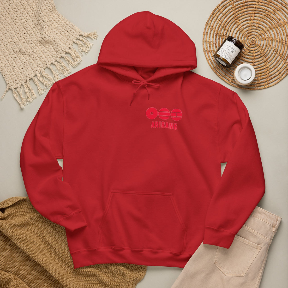 Arirang Logo Hoodie — Minimal BTS Inspired White Pullover