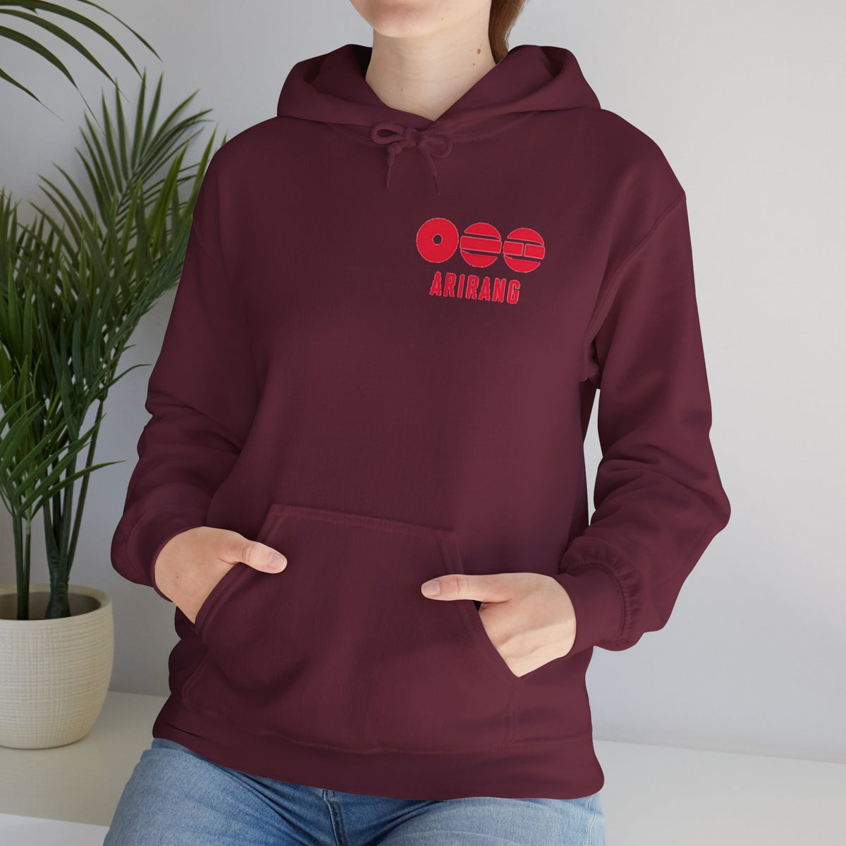 Arirang Logo Hoodie — Minimal BTS Inspired White Pullover