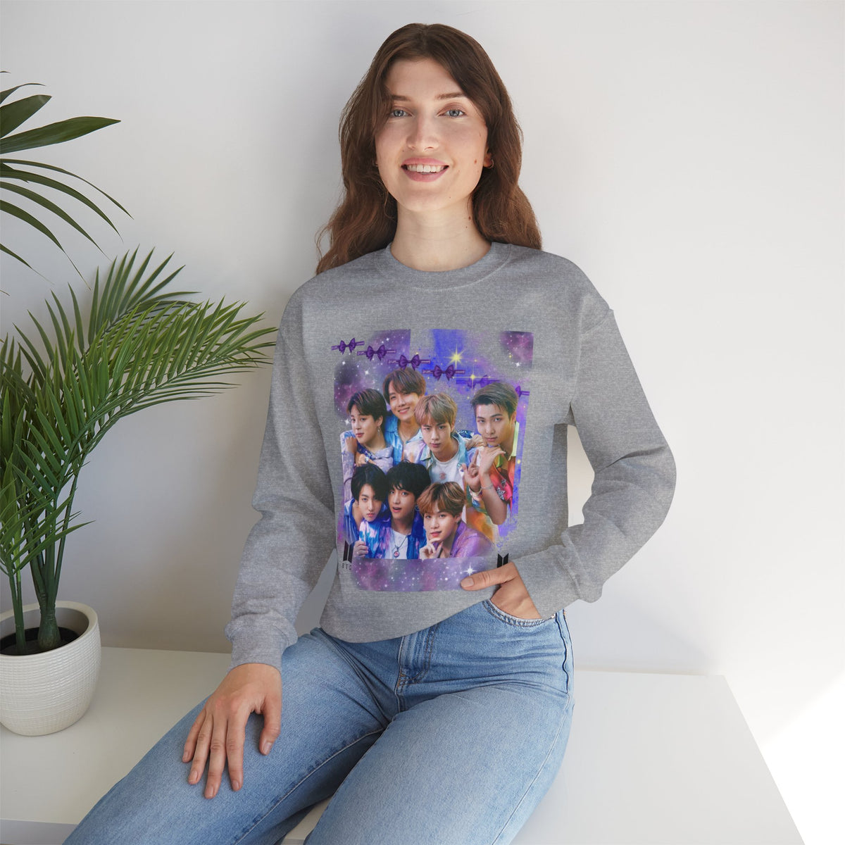BTS Group Photo Crewneck Sweatshirt — Purple Star Aesthetic