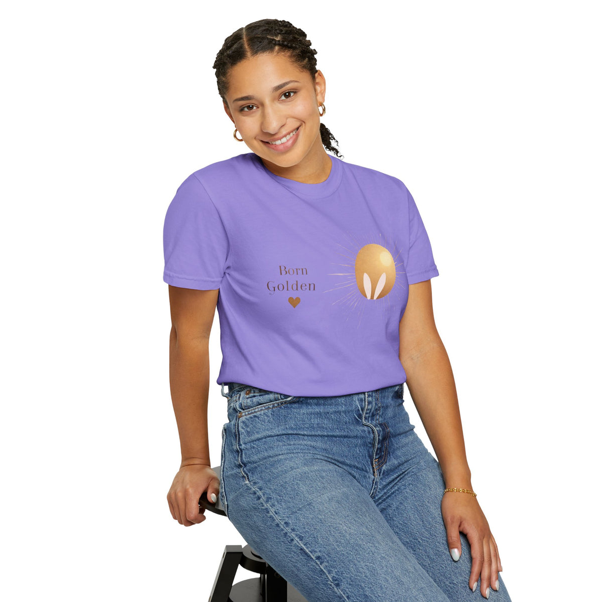 JK Born Golden Tee — Minimal Sun Badge Graphic T-Shirt