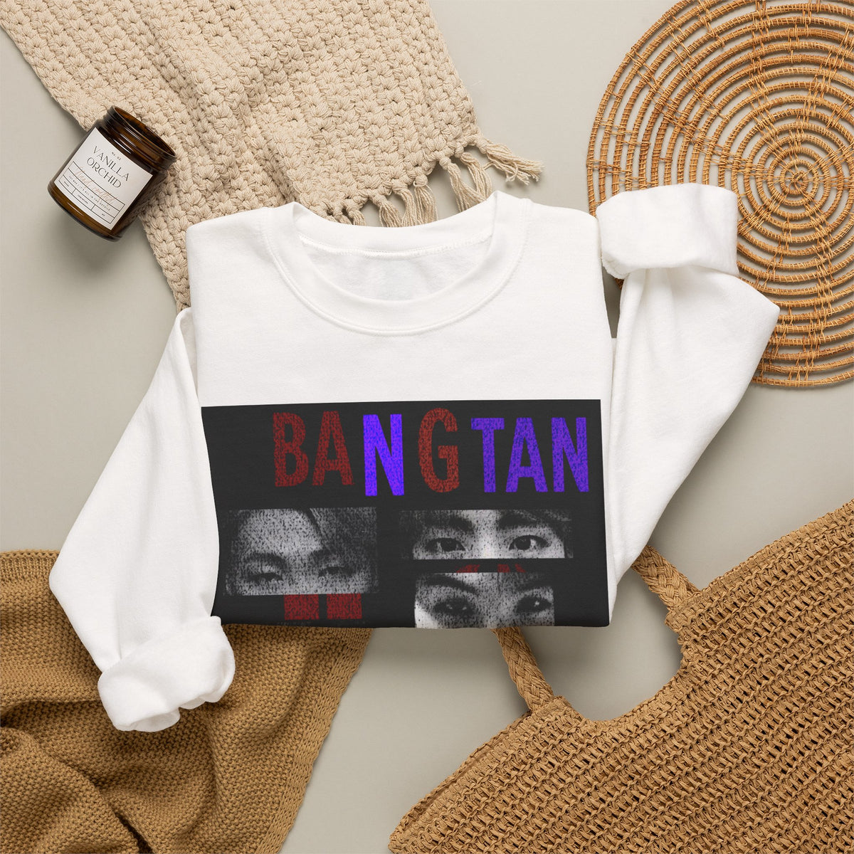 Bangtan Eyes Graphic Sweatshirt — K-Pop Fan Crewneck ("BANGTAN 07 FOREVER")