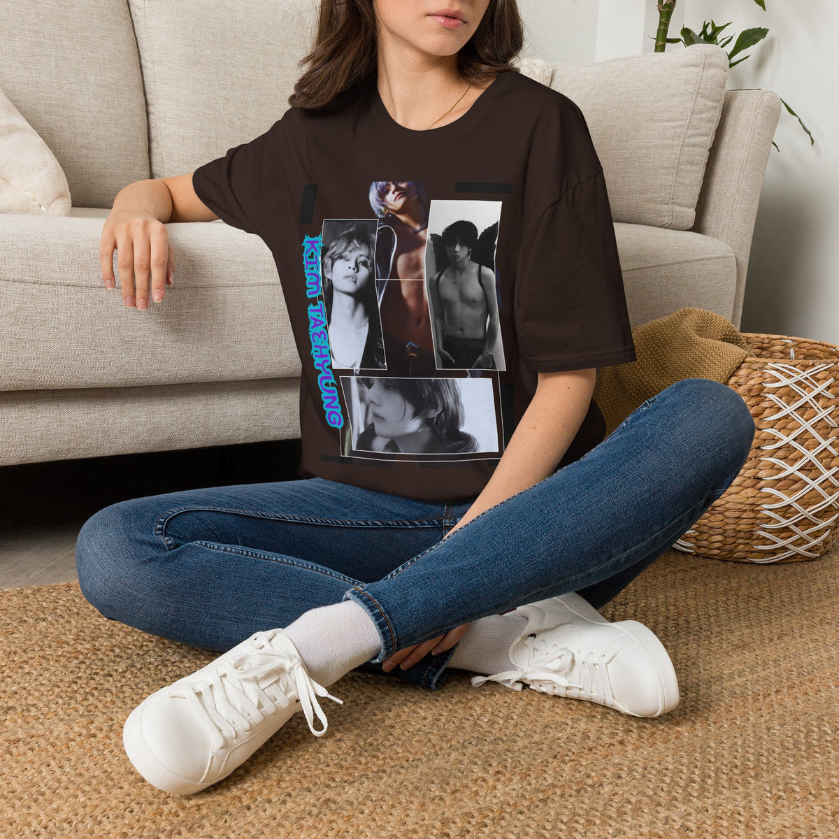 V Photo Collage Tee — Retro K-Pop Inspired Graphic T-Shirt