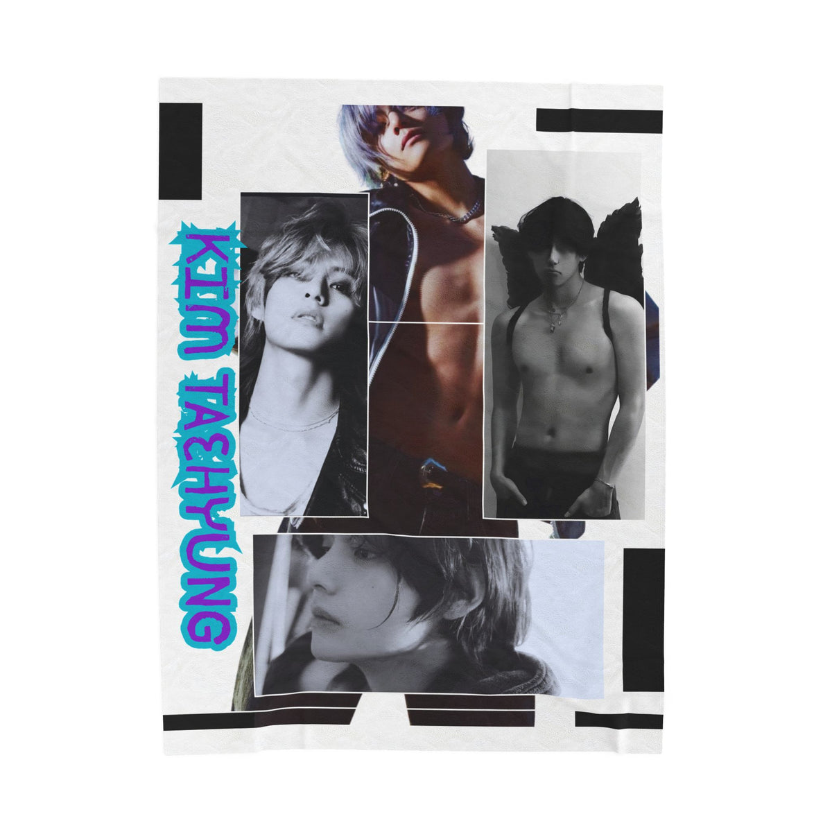 Velveteen Plush Blanket – KIM TAEHYUNG Photo Collage Soft Throw