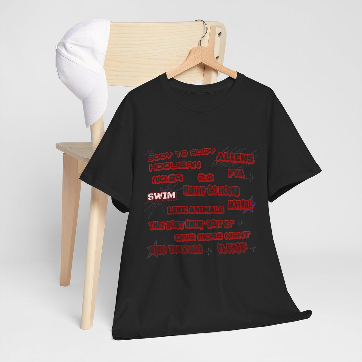 BTS ARIRANG Graphic Tee — Distorted Red Text Band Shirt