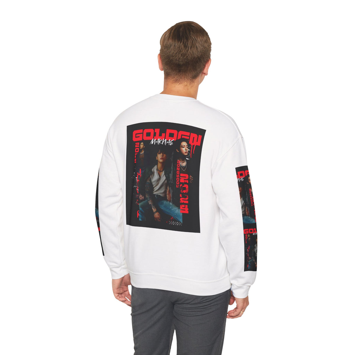 Jungkook Graphic Crewneck Sweatshirt — "GOLDEN"  Inspired Photo Print