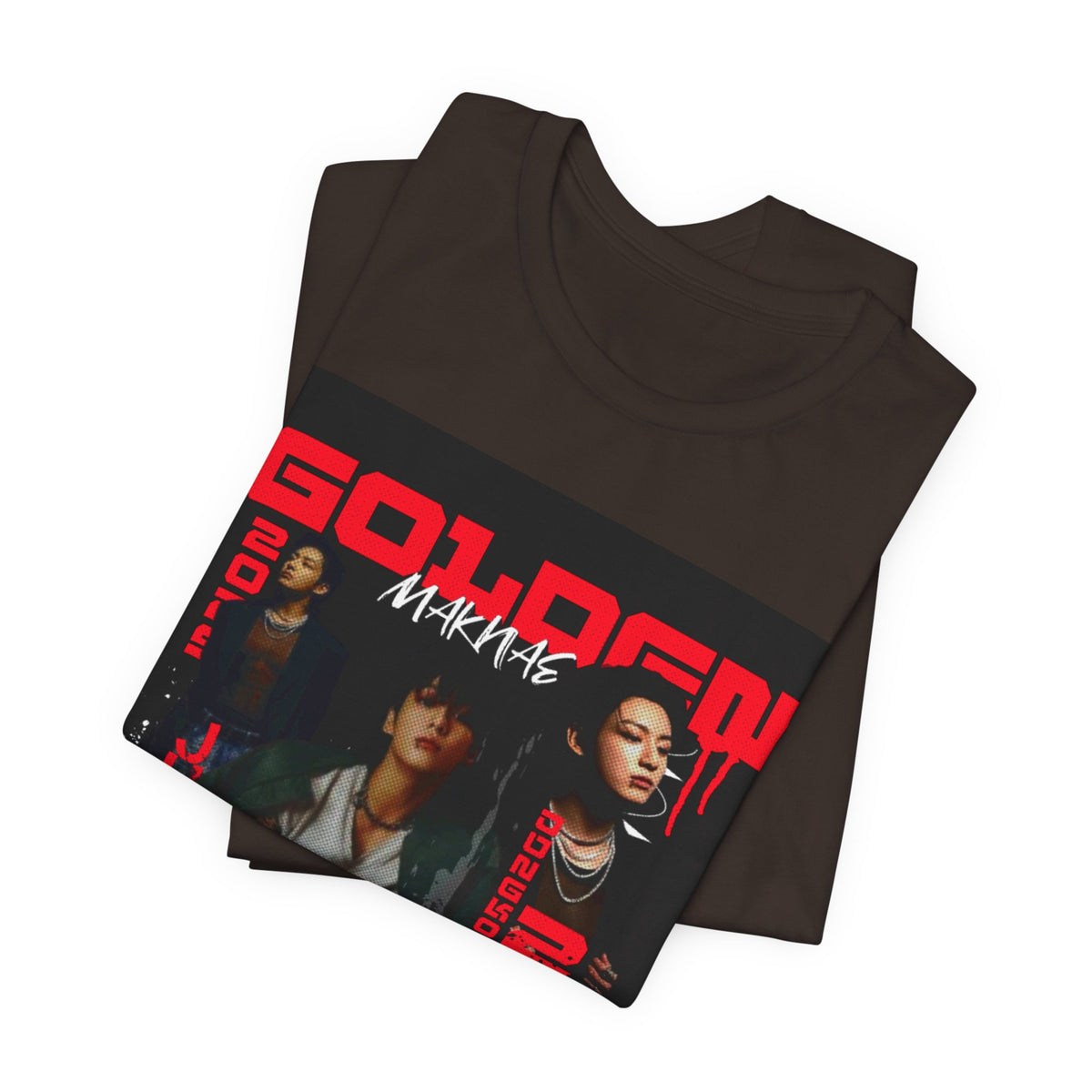 Jungkook Graphic Tee — Golden (Red Text)