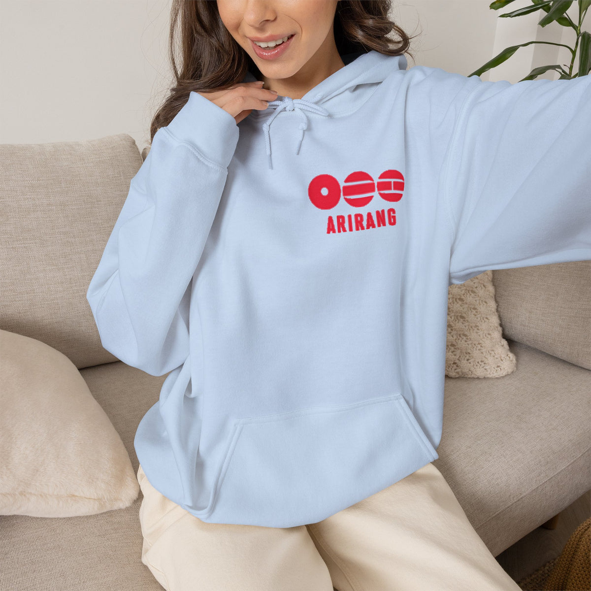 Arirang Logo Hoodie — Minimal BTS Inspired White Pullover