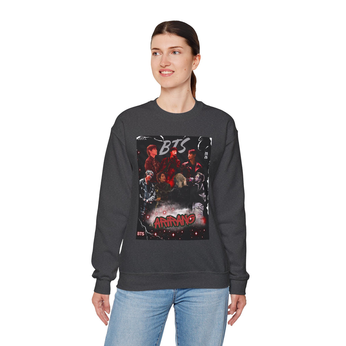 K-Pop Graphic Crewneck Sweatshirt — BTS Aesthetic Fan Design