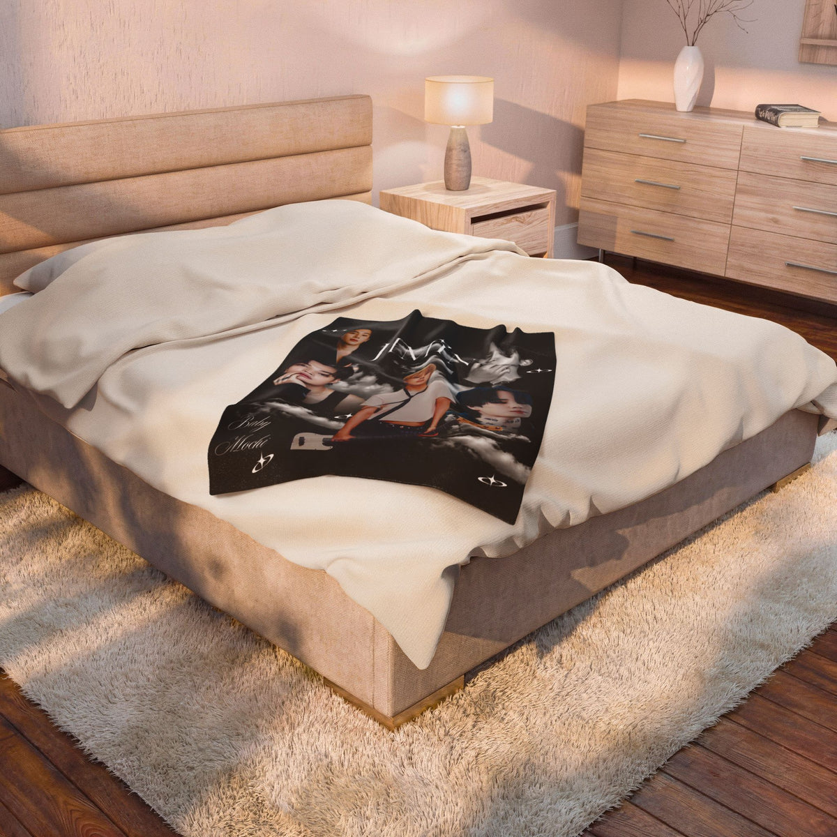 Velveteen Plush Blanket — Jimin Photo Collage Fleece Throw