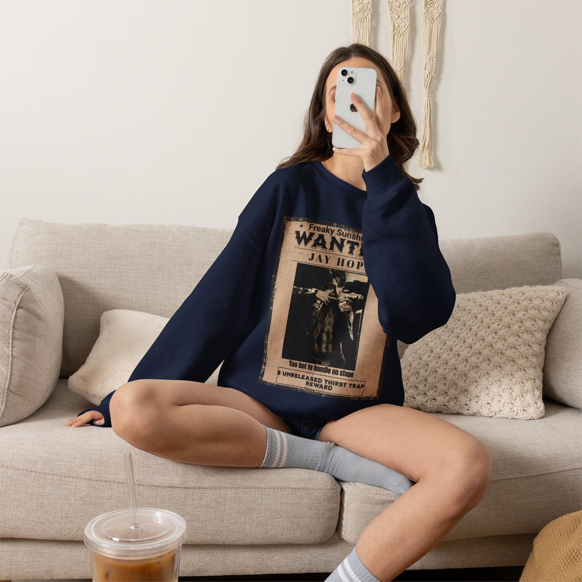 Wanted Poster Crewneck Sweatshirt – 'Freaky Sunshine: WANTED Jay Hope' Retro Graphic
