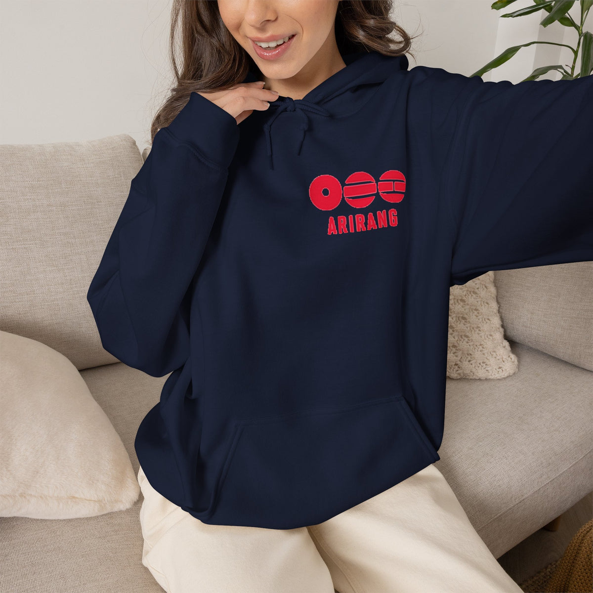 Arirang Logo Hoodie — Minimal BTS Inspired White Pullover