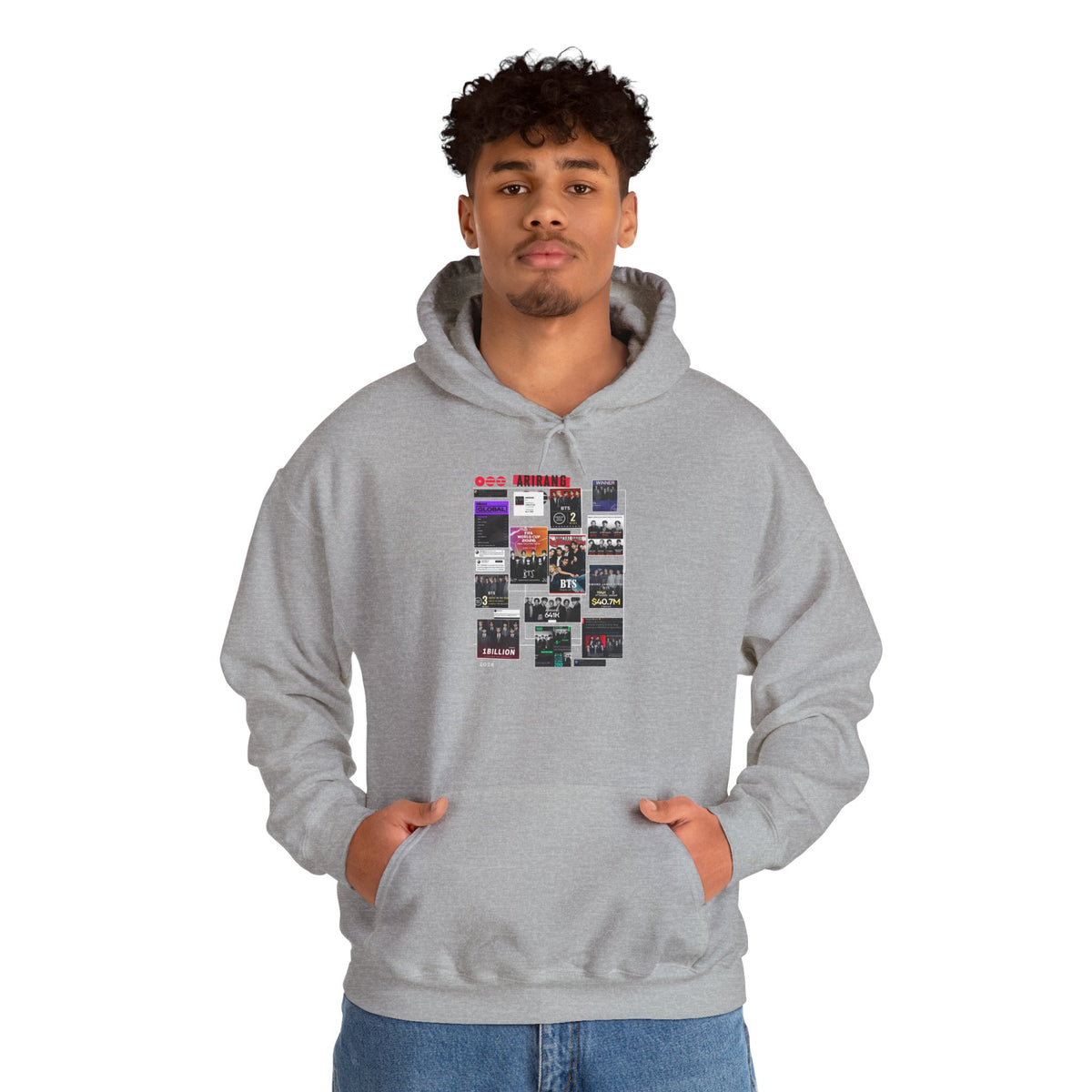 BTS Collage Hoodie — Retro Music Posters Graphic Sweatshirt