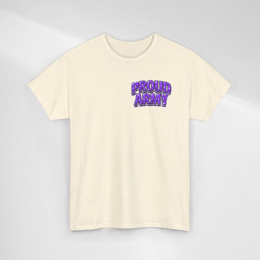 Proud Army Graphic Tee — Retro Purple T-Shirt