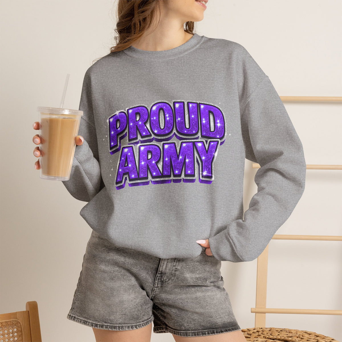 Proud Army Crewneck Sweatshirt — Support Pullover