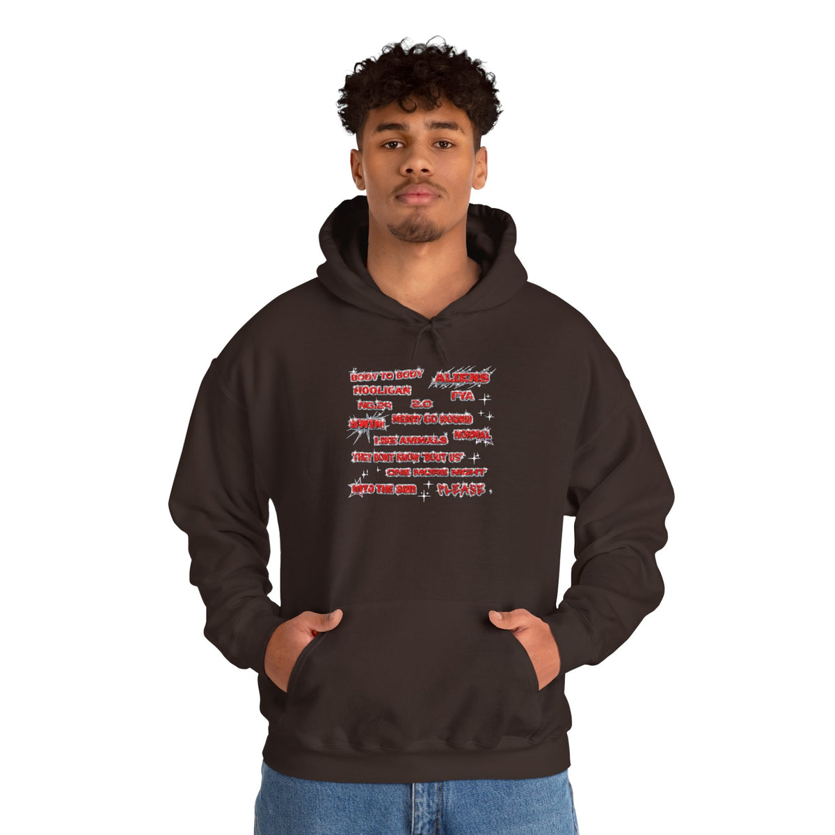 BTS Text Graphic Hoodie —  Red Script Sweatshirt
