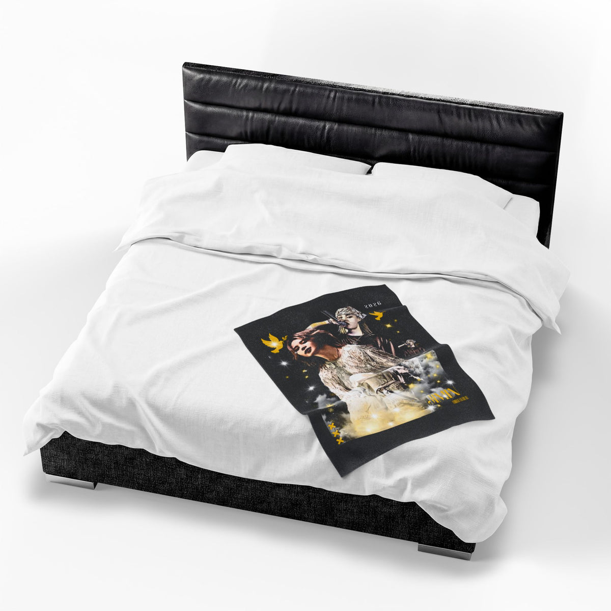 Jimin Velveteen Plush Blanket — Vintage Concert Collage Throw (Singer Portrait)