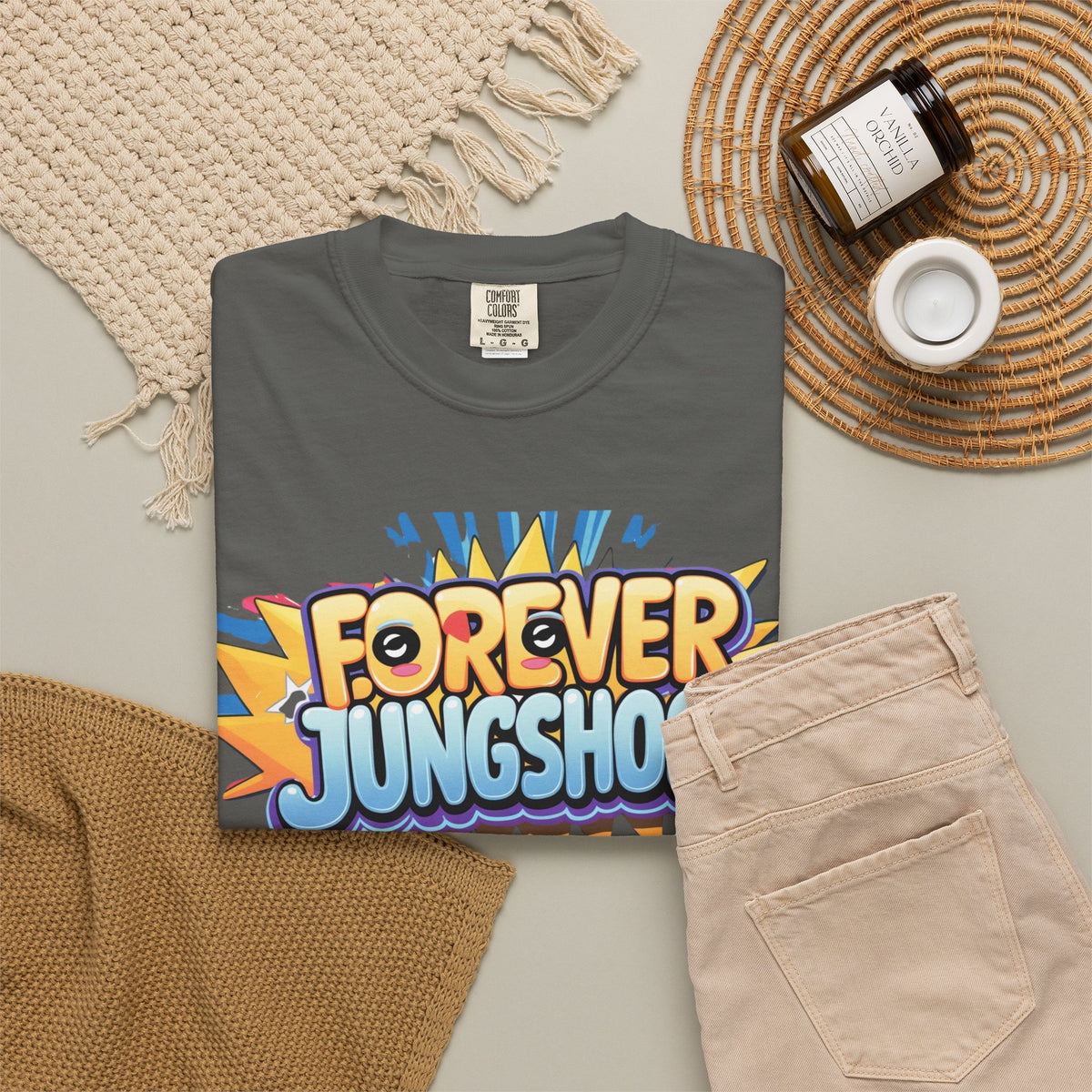 Forever Jungshook T-Shirt — Colorful Fan Graphic Tee