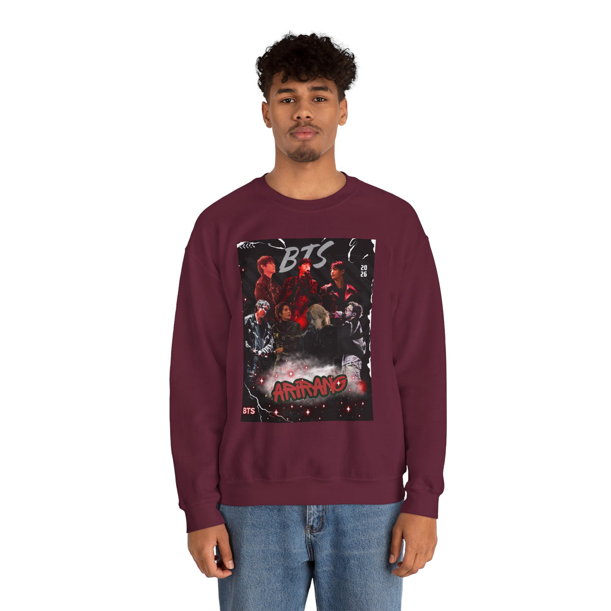 K-Pop Graphic Crewneck Sweatshirt — BTS Aesthetic Fan Design