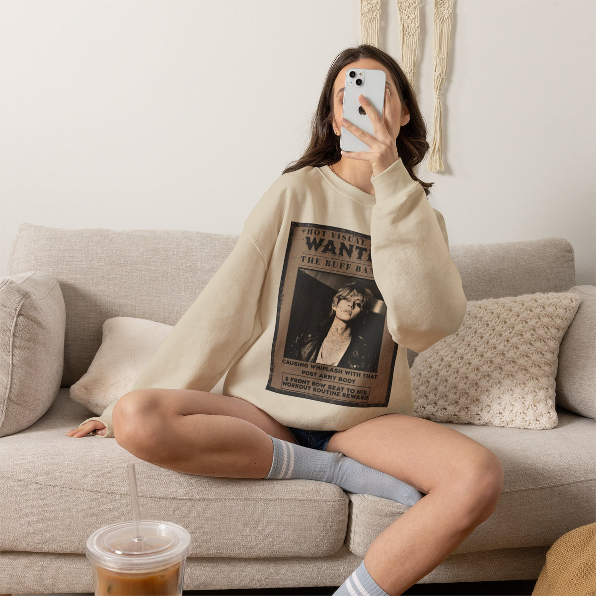 Wanted Poster Crewneck Sweatshirt — Vintage 'Buff Bandit' Graphic