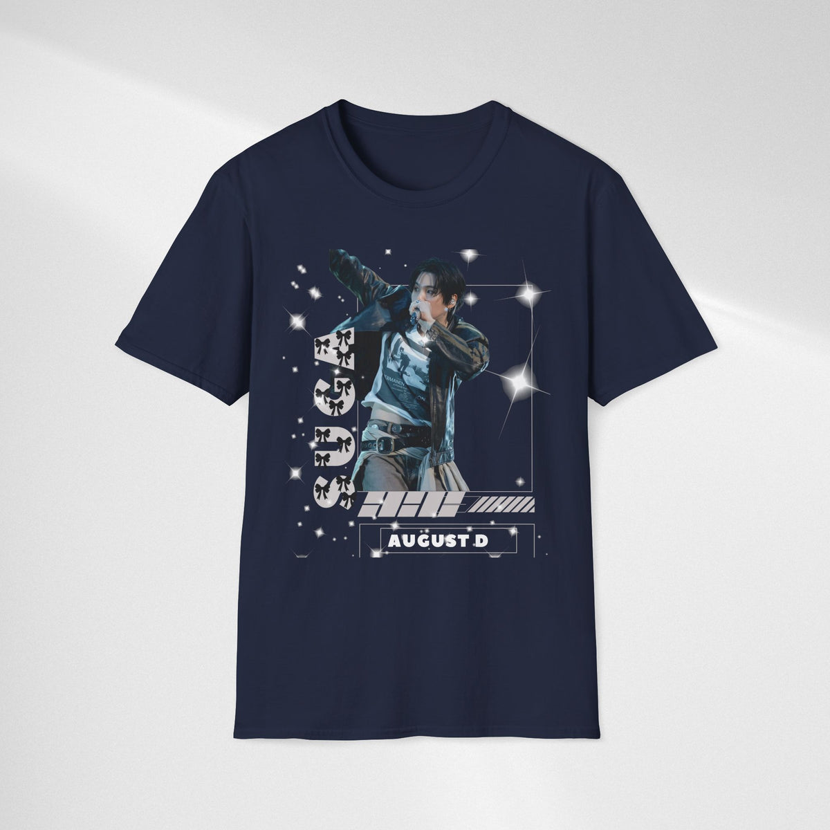 Vintage K-Pop Idol Graphic Tee — "SUGA 93" Sparkle Jersey Shirt