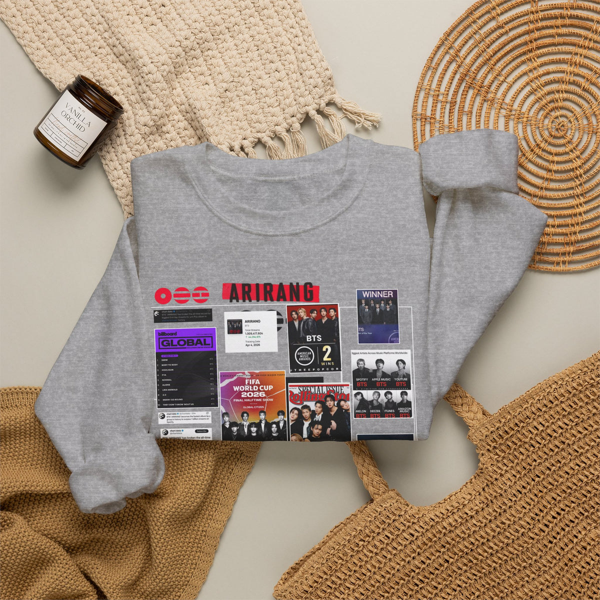 BTS Collage Graphic Crewneck Sweatshirt — Music Poster Design