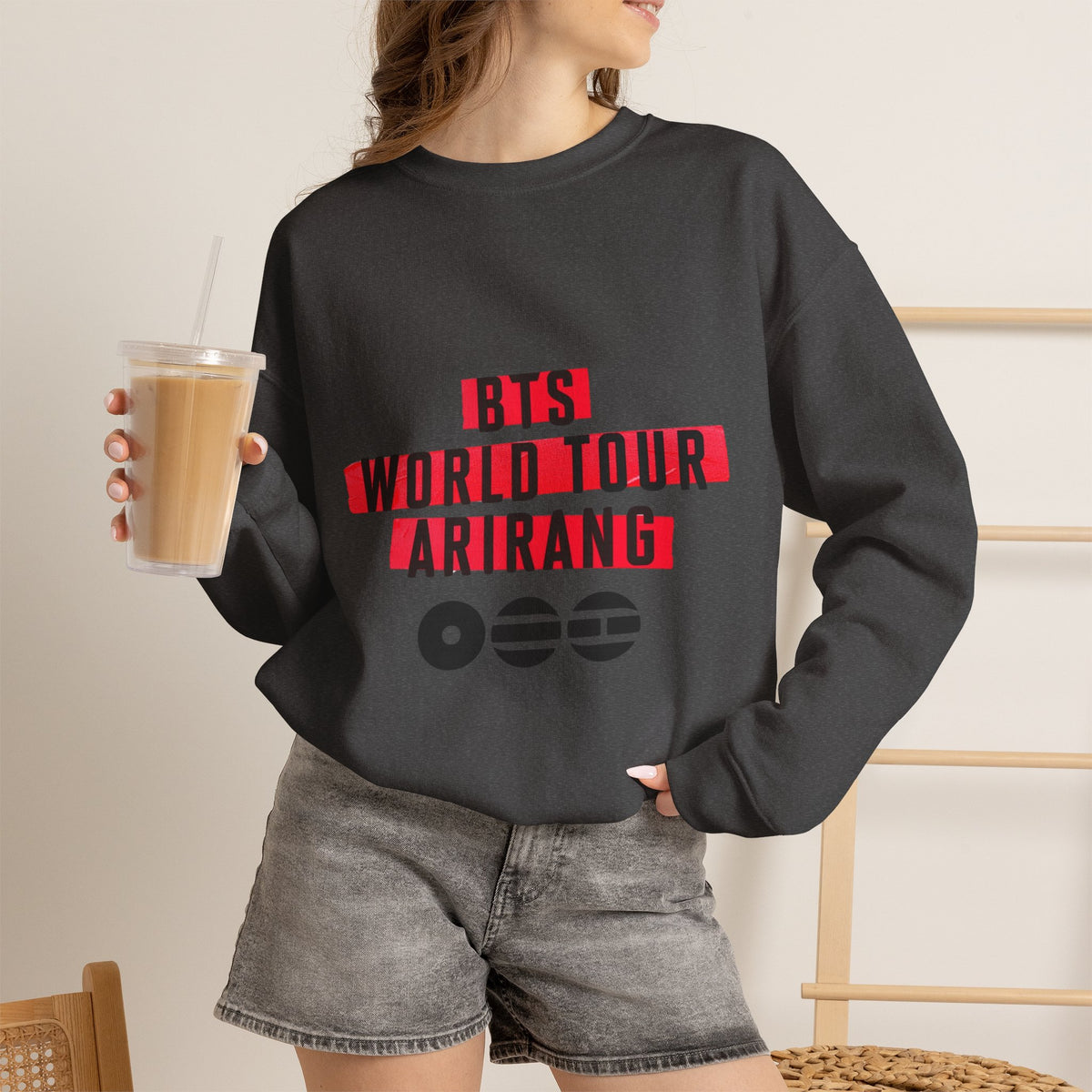 BTS ARMY Crewneck Sweatshirt — “BTS World Tour Arirang” Front & “Army Forever Bangtan Forever” Back