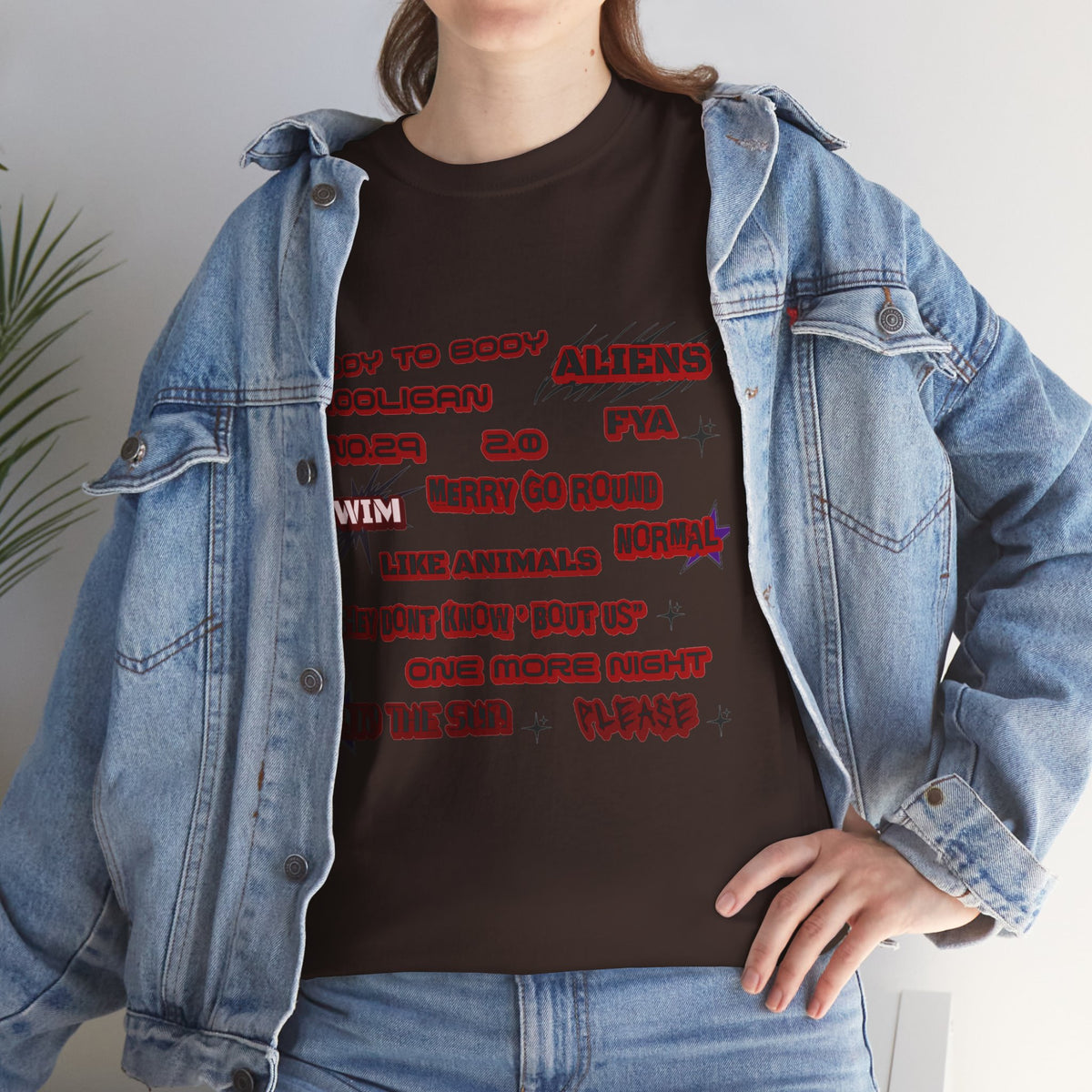 BTS ARIRANG Graphic Tee — Distorted Red Text Band Shirt