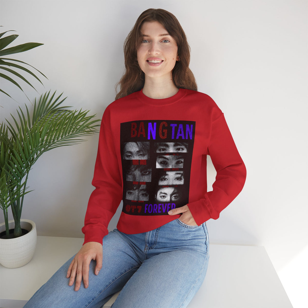 Bangtan Eyes Graphic Sweatshirt — K-Pop Fan Crewneck ("BANGTAN 07 FOREVER")
