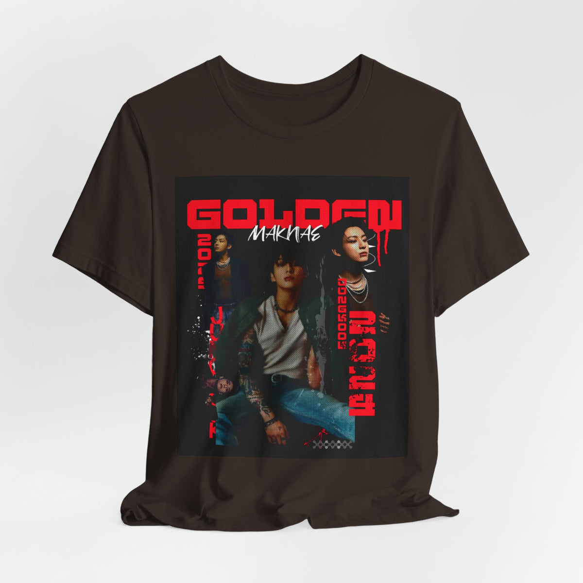 Jungkook Graphic Tee — Golden (Red Text)