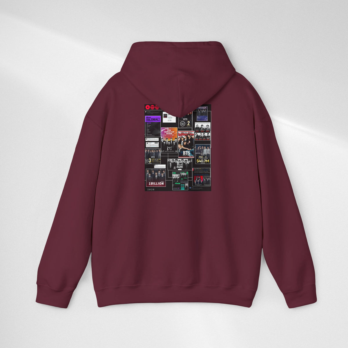 BTS Collage Hoodie — Retro Music Posters Graphic Sweatshirt