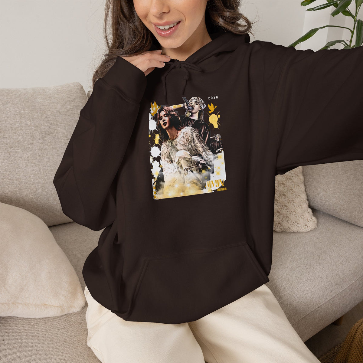 Jimin 95 Hoodie — K-Pop Fan Pullover with Photo Collage Front & Graphic Back