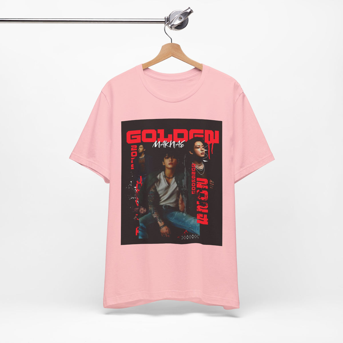 Jungkook Graphic Tee — Golden (Red Text)