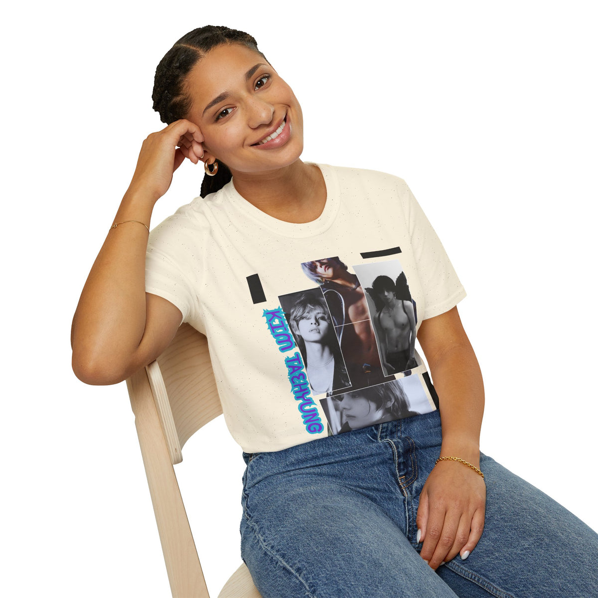 V Photo Collage Tee — Retro K-Pop Inspired Graphic T-Shirt