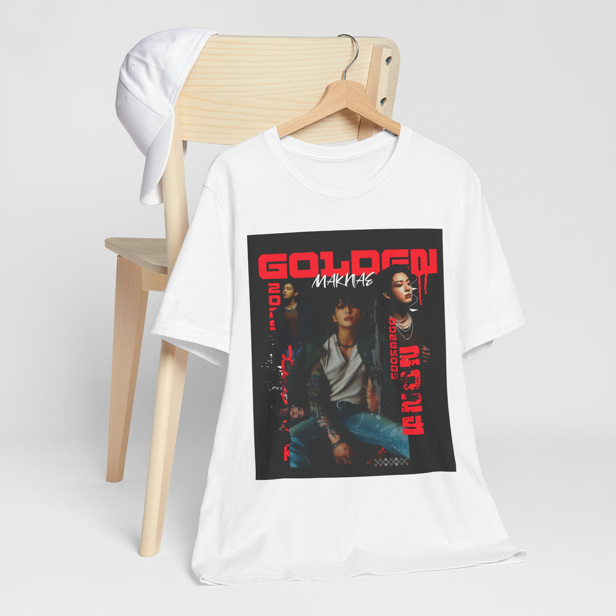 Jungkook Graphic Tee — Golden (Red Text)
