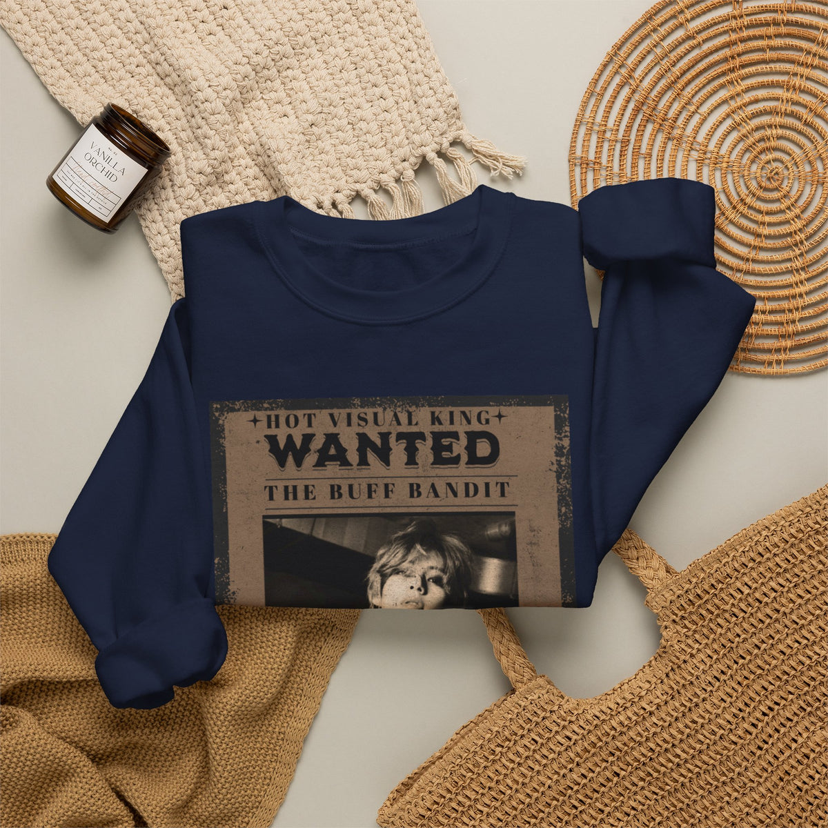 Wanted Poster Crewneck Sweatshirt — Vintage 'Buff Bandit' Graphic